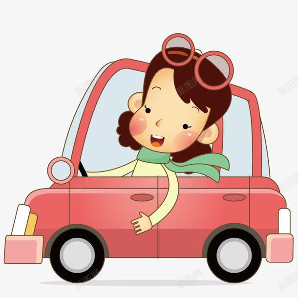 开车的女孩png免抠素材_新图网 https://ixintu.com 交通工具 司机 女孩 手绘 汽车 驾驶