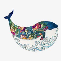 彩绘海洋生物鲸鱼花纹手绘片高清图片