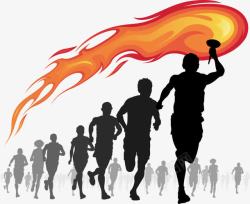 奔跑的人群奥运火炬高清图片