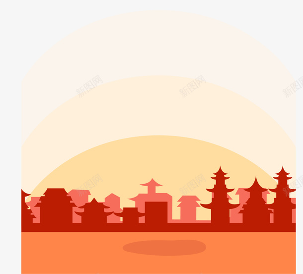 橙色中国风塔楼建筑png免抠素材_新图网 https://ixintu.com 中国建筑 中国风建筑 古典建筑 塔楼 装饰图案