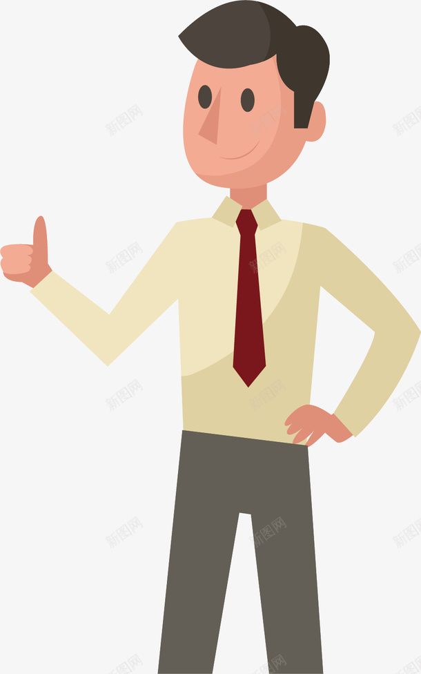 点赞的男人png免抠素材_新图网 https://ixintu.com 上司 商业人士 图案 微笑 手势 红色领带 赞扬 赞赞赞 领导