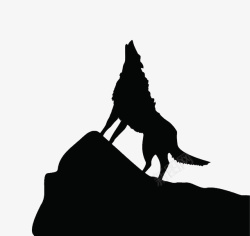狼水墨山顶上嚎叫的狼图标高清图片