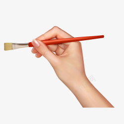 毛笔创意手绘创意手拿画笔矢量图高清图片