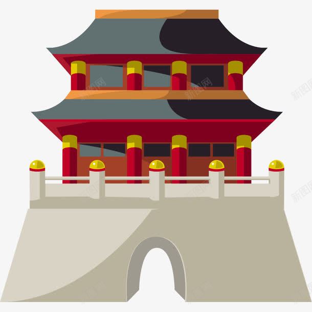 手绘古城楼png免抠素材_新图网 https://ixintu.com 儿童世界 动画 古建筑 古建筑手绘图 大殿 幼儿卡通 手绘古城楼 手绘城楼 手绘城门 皇宫 皇宫大殿 红色城门