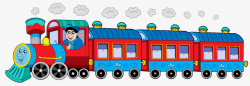 地旅途正在行驶的卡通小火车高清图片