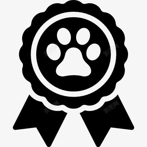 奖徽章与爪印图标png_新图网 https://ixintu.com 动物 奖得主 宠物 狗 猫