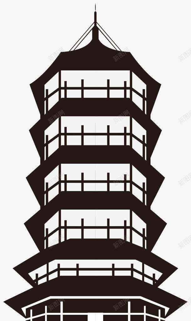 中国建筑释迦塔png免抠素材_新图网 https://ixintu.com 中国古建筑 黑色