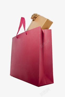 牛皮纸袋红色礼品袋和礼物盒高清图片