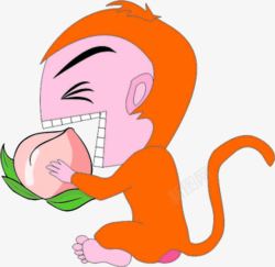 猴子吃桃子素材