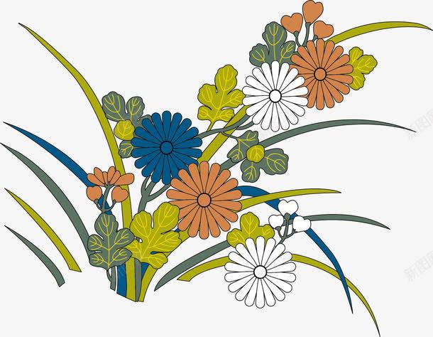 花卉png免抠素材_新图网 https://ixintu.com 日式浮世绘 日本浮世绘 日本风格 浮世绘风格 花卉 花草 装饰图案