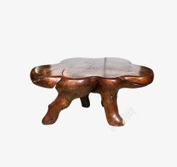 木雕设计三腿艺术实木木雕木台茶桌高清图片