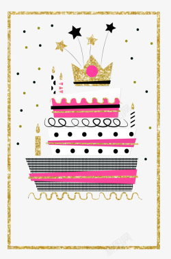 生日蛋糕边框卡通生日派对装饰高清图片