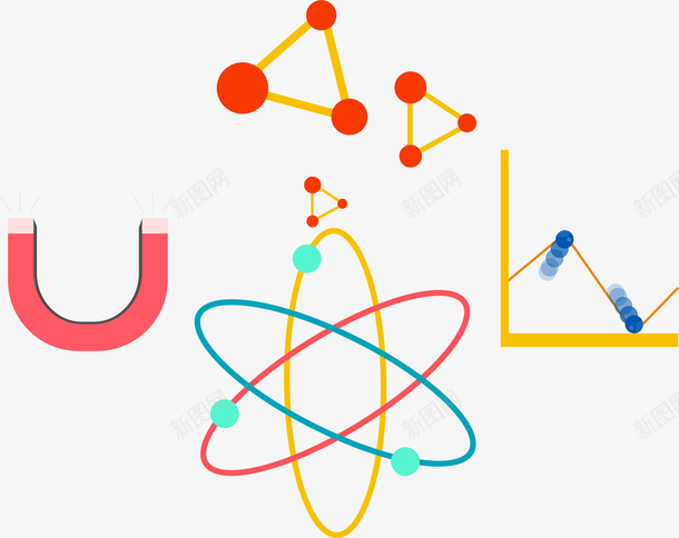 化学物理图案png免抠素材_新图网 https://ixintu.com 分子 化学物理 扁平化 教育学习 矢量图案 课堂 量子