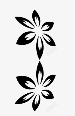 好看的花朵黑色花朵纹身图案图标高清图片