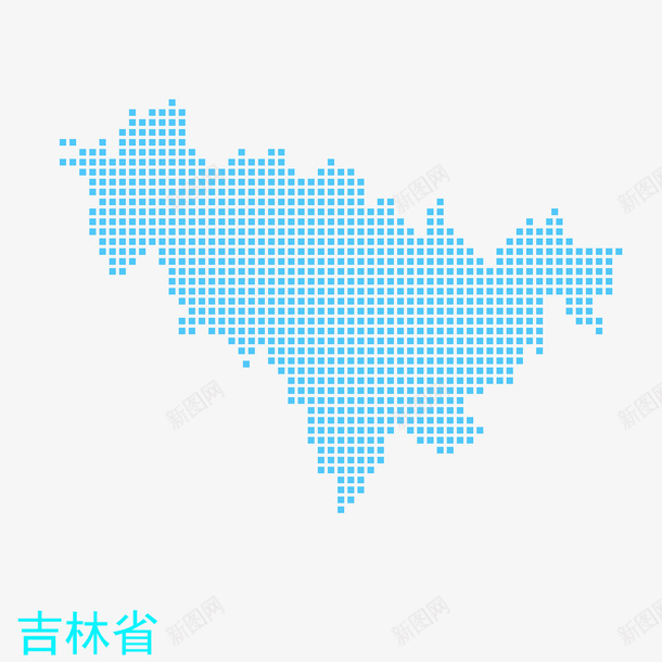 吉林省地图psd免抠素材_新图网 https://ixintu.com png图形 吉林省 地图 点状 蓝色 装饰