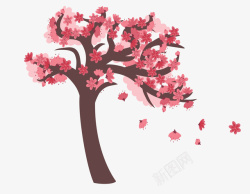 粉红树桃花树矢量图高清图片