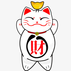 头顶金元宝的招财猫素材