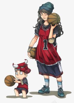 打篮球的女孩素材