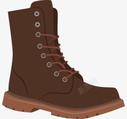 棕色鞋子手绘卡通一只棕色马靴高清图片