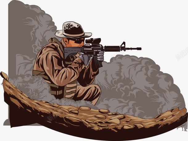 战斗中的人png免抠素材_新图网 https://ixintu.com 士兵 机关枪 枪机 棕色 瞄准 硝烟战场