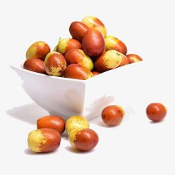 新鲜鲜果装在盘子里的红枣高清图片