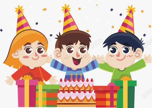 三个过生日的孩子png免抠素材_新图网 https://ixintu.com 小伙伴过生日 庆祝生日 生日派对 生日礼物 生日蛋糕 矢量png