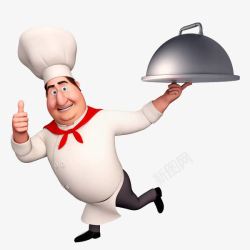 厨师推荐菜竖起大拇指端着菜奔跑的厨师高清图片