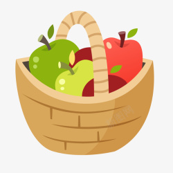 彩色果实一篮扁平化的水果矢量图高清图片