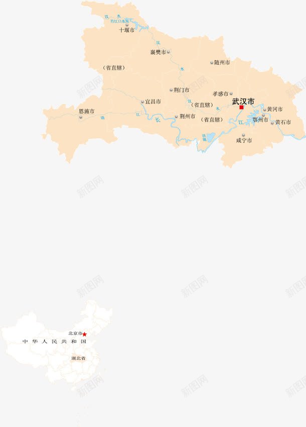 湖北地图png免抠素材_新图网 https://ixintu.com 武汉 湖北 素材