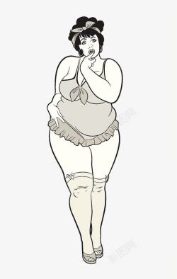 人物装饰插图大肚腩的胖女人素材