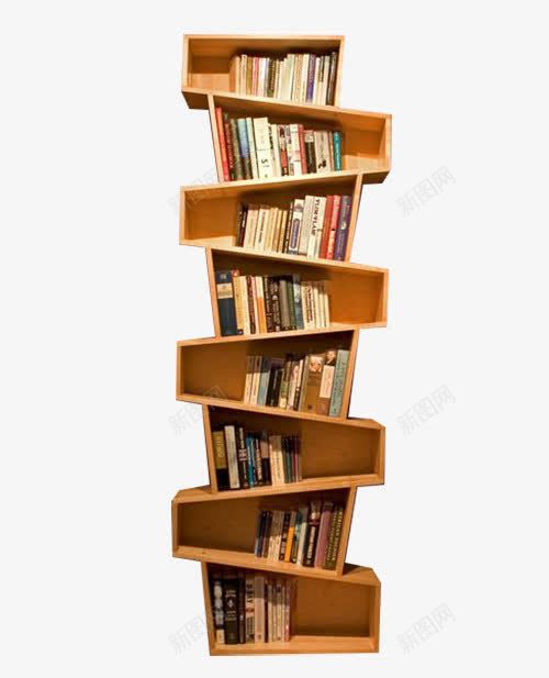 不规则图形书架png免抠素材_新图网 https://ixintu.com 书籍 图书馆 摆设 木制家具
