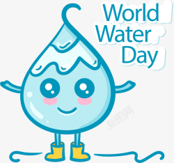 节约水资源开心可爱水滴卡通世界水日高清图片