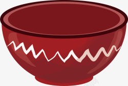 水彩红色的碗矢量图素材