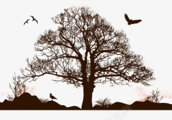 枯树乌鸦死树一颗大枯树矢量图高清图片