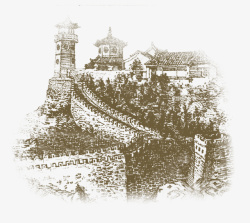 黑白城堡卡通素描红酒酒瓶红酒庄园矢矢量图高清图片