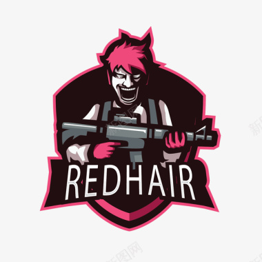 红头发体育竞技游戏logo矢量图图标图标
