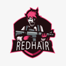 游戏徽章红头发体育竞技游戏logo矢量图图标高清图片