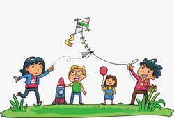 放风筝的孩子六一儿童节可爱人物插图草地上玩高清图片