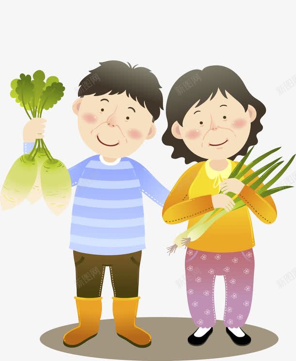 中年夫妻png免抠素材_新图网 https://ixintu.com 一捆 卡通 大葱 夫妻 女人 男人 白萝卜 蔬菜 高兴地