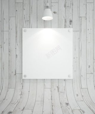 木板上的白板和灯光背景