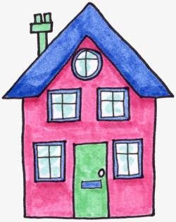 房子蜡笔画素材蜡笔画房子图案高清图片