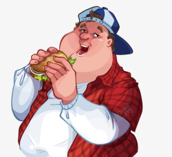 大胖子吃汉堡的胖子矢量图高清图片