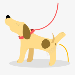 红色绳子黄色小狗扁平化元素矢量图高清图片