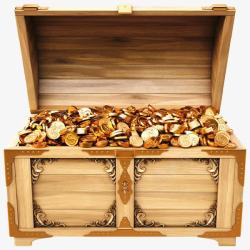 黄金宝藏手绘黄金藏宝箱高清图片