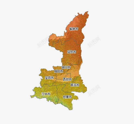 陕西地图png免抠素材_新图网 https://ixintu.com 国内 国家地理 地图 地理 陕西