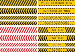 高压警戒线黄黑红白斜纹警戒线高清图片