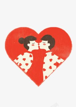 红色男女亲吻爱情高清图片
