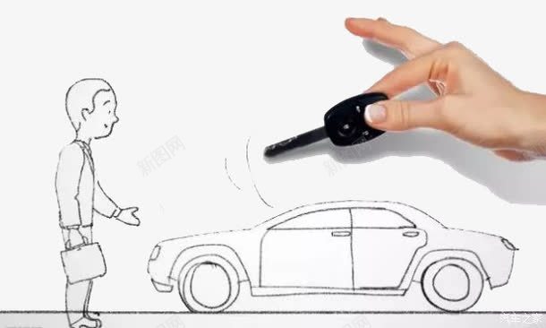 汽车贷款创意漫画png免抠素材_新图网 https://ixintu.com 创意漫画 手拿 汽车 贷款 车贷 钥匙