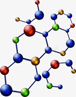 生物学分子多彩插画分子结构立体插画高清图片