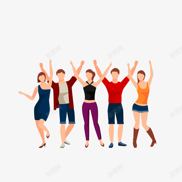 扁平化跳舞的一群人png免抠素材_新图网 https://ixintu.com 一群狂欢的人 卡通手绘 扁平化 跳舞的人群